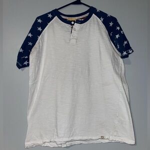 🌎Free Planet Men's White and Blue Star Pattern Shirt